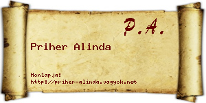 Priher Alinda névjegykártya